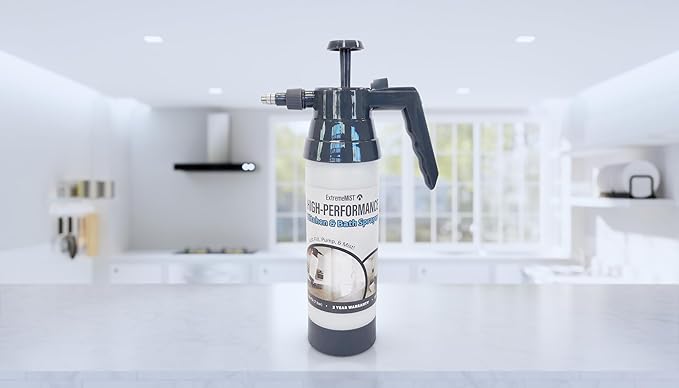 ExtremeMist High-Performance Kitchen & Bath Sprayer | Refillable Pressurized Sprayer | Ultra-Fine Mister | Continuous Spray Bottle for Cleaning | High Pressure | 32 oz Bottle