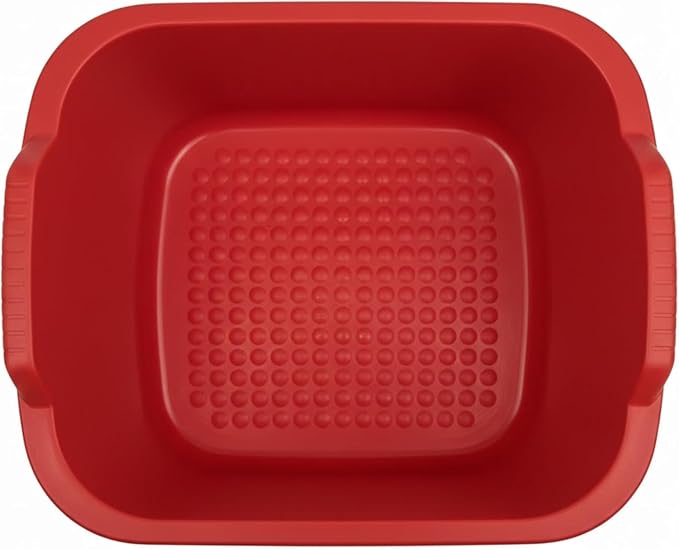 2 Pack Plastic Wash Tub Dishpan Basin and Foot Bath for Soaking Feet, Laundry Hand Wash Bucket, Dish Pans for Washing and Storage Cleaning Supplies - 12 Quarts - Heavy Duty - Red