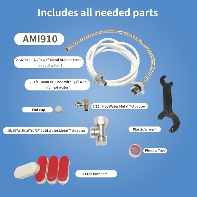 Bidet AMI910 Hot and Cold Water Bidet Attachment for Toilet - Self Cleaning Dual Nozzles (Frontal & Rear Wash) - Non-Electric Mechanical Bidet Toilet Attachment