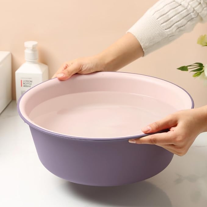 ZAVOOS 8 Pieces Round Plastic Wash Basin, 5 Quart Portable Laundry Hand Wash Dish Pan, Stackable Space Saving Camping Washing Tub for Kitchen Sink, Washing Storage Cleaning Supplies