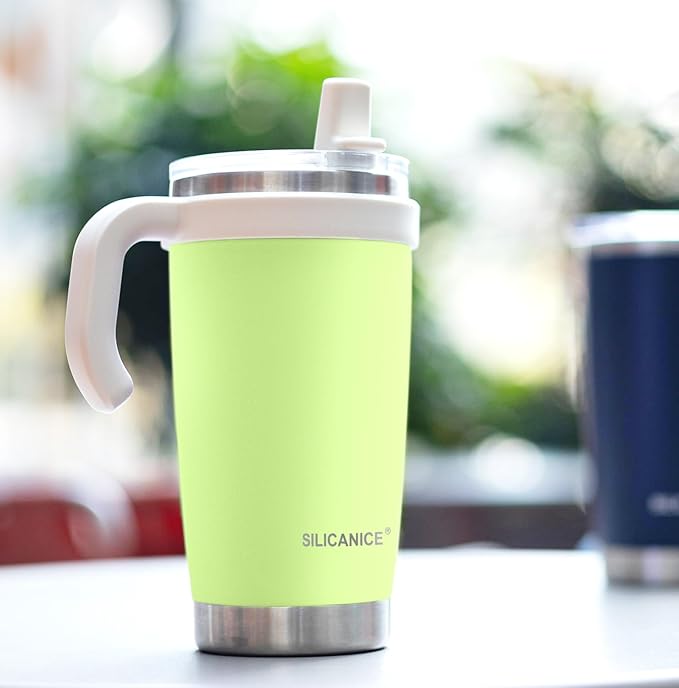 For Iced Coffee & Smoothies – Never Drink from a Moldy Lid Again: 20oz Hygienic Tumbler, 100% Leakproof Lid & Removable Foldable Spout. Reinforced Base, Fits Cup Holders - KeyLime