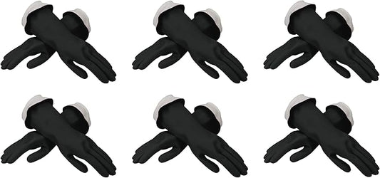 Casabella Premium Waterblock Latex Cleaning Gloves with Tapered Fit & Double Cuff, Breathable - Black - 6 Pack