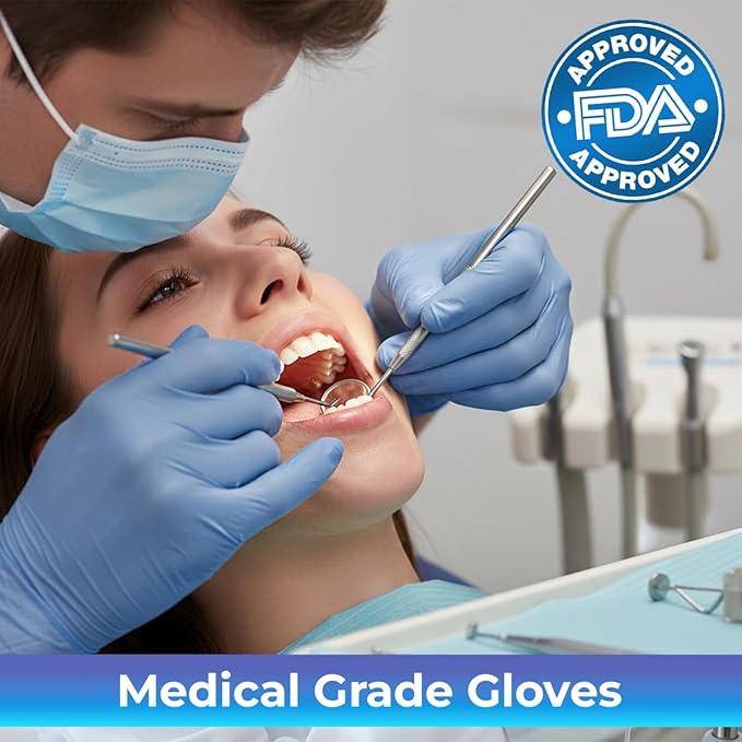 PureLife Medical Gloves Disposable Latex free- Blue Nitrile Gloves