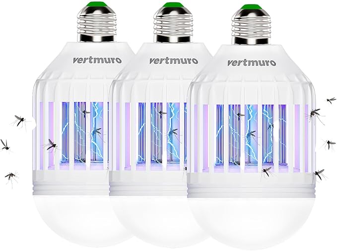 Bug Zapper Light Bulb, 2-in-1 Indoor Electric Mosquito Killer Lamp with UV LED Light, Fly Insects Trap for Home Entryway Balcony Patio(3 Pack)