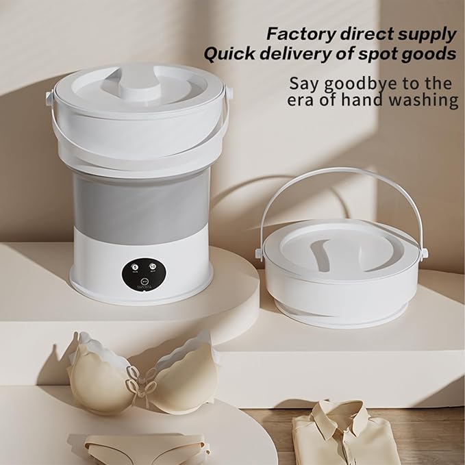 Compact Portable Laundry Device with Foldable Design – Small Mini Washer for Baby Outfits, Intimate Apparel, and Socks, Perfect for Apartments, Dorms, and Trips.