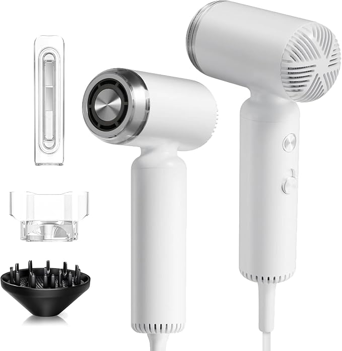 Hair Dryer, Webeauty Travel Mini High-Speed 200 Million Negative Ions Blow Dryer with Diffuser, 110,000RPM Brushless Motor for Fast Drying, Lightweight Portable Hairdryer for Women, No Heat Damage