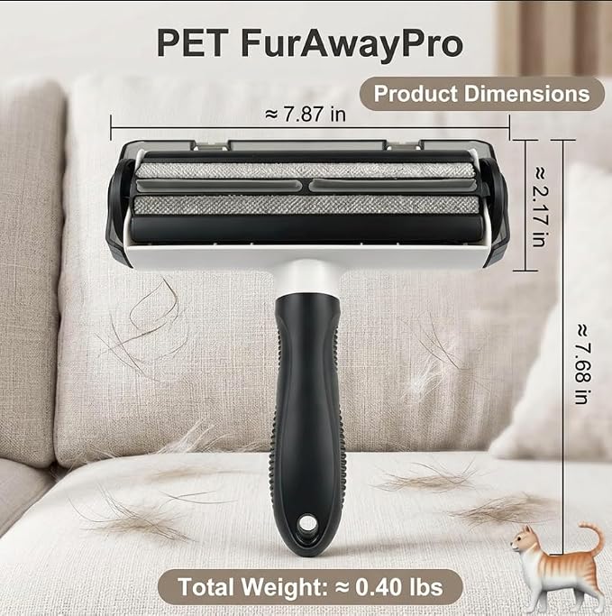 Pet FurAwayPro Reusable Pet Hair Remover – Self Cleaning Lint Roller for Dog & Cat Hair, Removes Fur from Furniture, Couch, Carpet, Car, Rugs & Bedding, Portable & Eco-Friendly