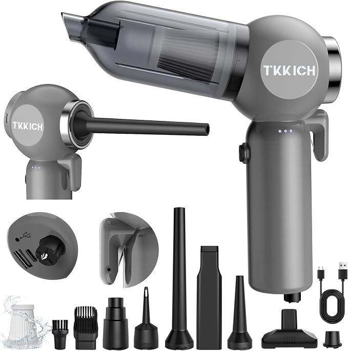 Car Vacuum Portable Cordless,Portable Mini Cordless Cleaner with 18000pa Suction Power,3 Suction Modes,Type-C Charge,7 in 1 mini Handheld Vacuum for Home,Car, Office Desk, Keyboards