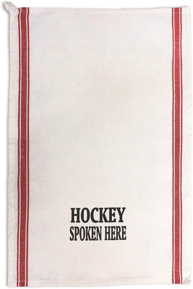 Custom Decor Kitchen Towels Hockey Spoken Here Sports Sports Hockey Cleaning Supplies Dish Towels Red Stripe Design Only