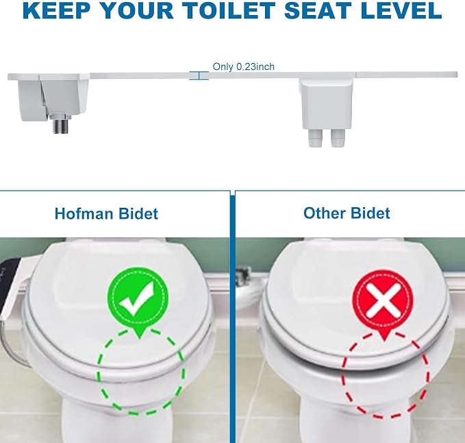 Bidet Attachment for Toilet, Non-Electric Self-Cleaning Dual Nozzle with Feminine and Rear Wash, Cold Water Sprayer with Adjustable Pressure, Easy to Install in White