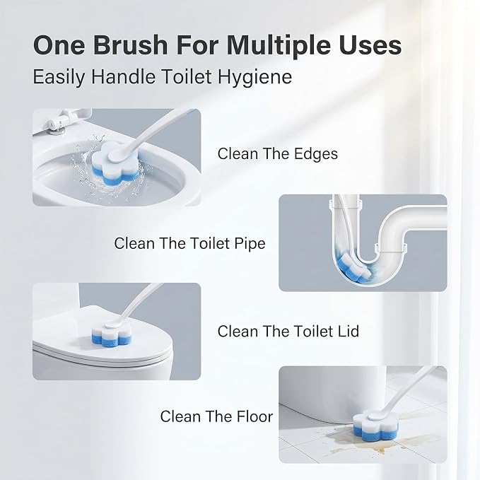 2 Pack Disposable Toilet Bowl Brush and Holder, Toilet Cleaning System-2 Toilet Bowl Wand, 2 Storage Caddy&96 Toilet Brush Refills Wall-Mount Toilet Brush for Effective Deep Scrub Toilet