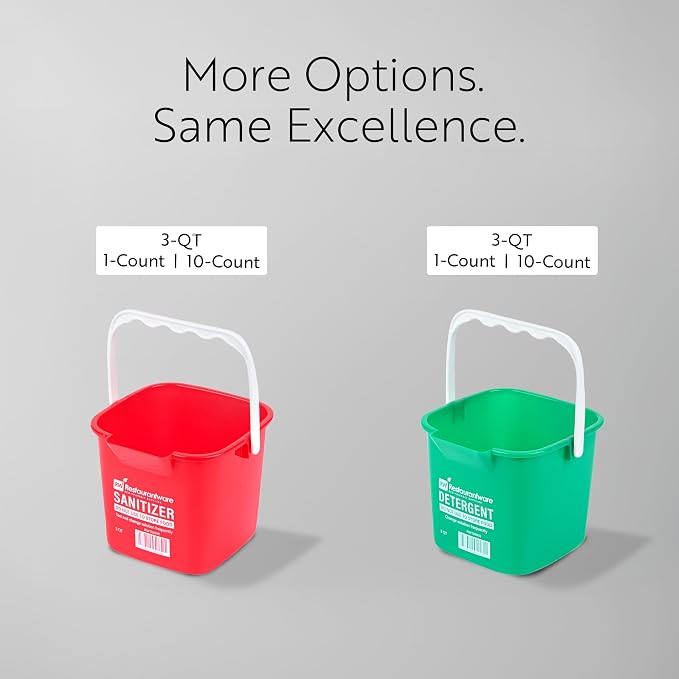 Restaurantware-RW Clean 8 Quart Cleaning Bucket, 1 Detergent Square Bucket - With Measurements, Built-In Spout And Handle, Green Plastic Utility Bucket, For Home Or Commercial Use,