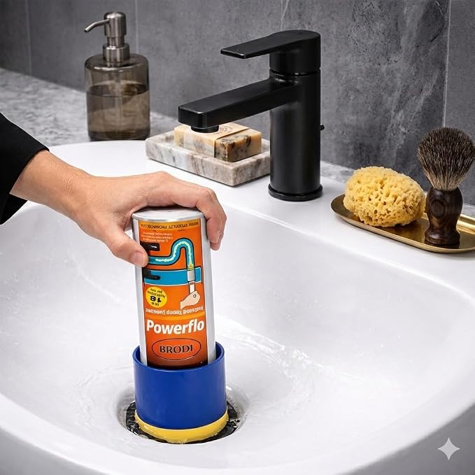 Powerflo Instant Drain Opener, Non-Chemical Hydraulic Action Clears Clogs Fast, Works on All Drain Sizes, Safe for Plumbing & Vents, Powerful solution with 22 applications (Pack of 2)