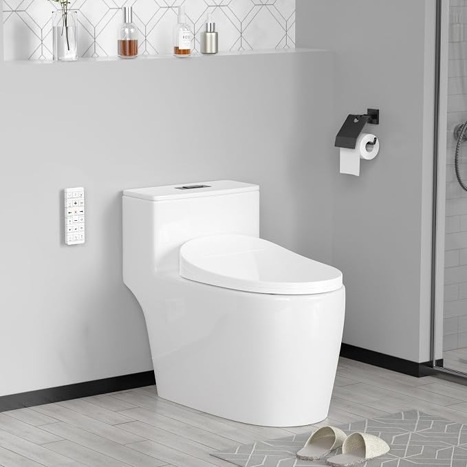 Bidet Toilet Seat Elongated, Unlimited Warm Water, Heated Toilet Seat, Warm Air Dryer, Rear and Front Washing, Soft Closed Toilet Lid, Night Light, Requires Outlet,white