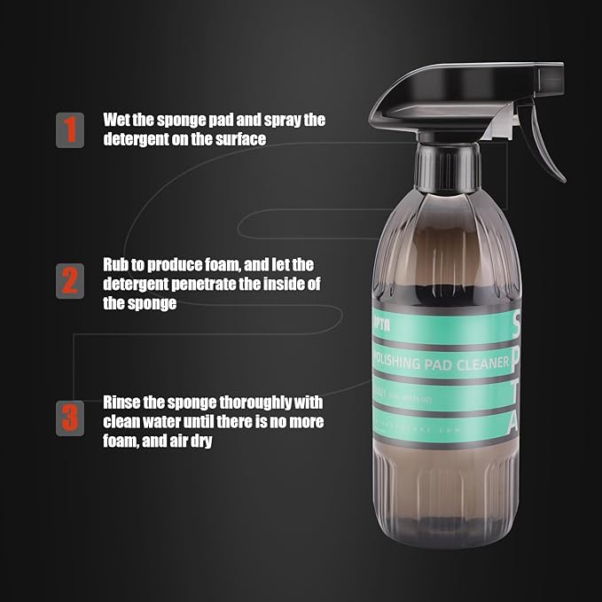 Microfiber Towel and Wool,Foam Pad Cleaner, SPAT 16oz 500ml Microfiber and Foam Pad Cleaner, Removes Polish, Wax, and Sealant Residue, Restores Your Car Cleaning Cloths' Effectiveness -CL021