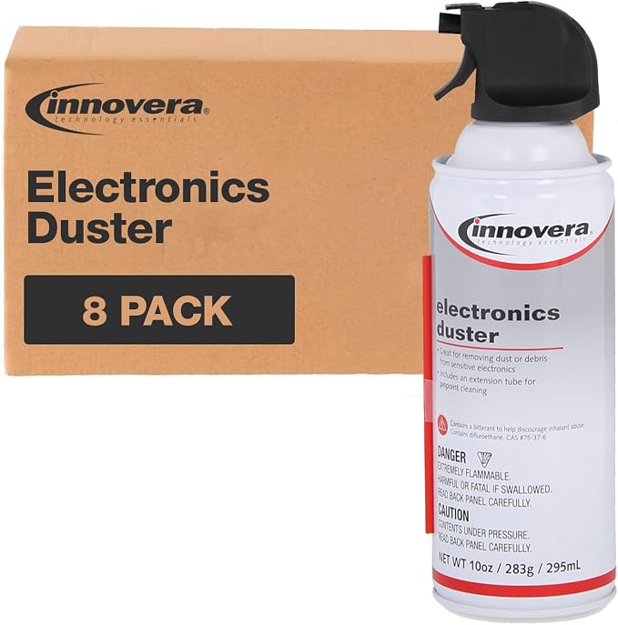 Innovera Compressed Air Duster Cleaner, 10 Oz Can, 8/Pack