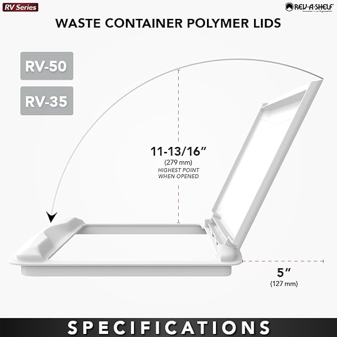 Rev-A-Shelf 35 Qt Under Sink Garbage Can Lid for Base Kitchen and Bathroom Cabinet, Replacement Plastic Trash Bin Lid Only, RV-35-LID-17-1-40 (2 Pack)