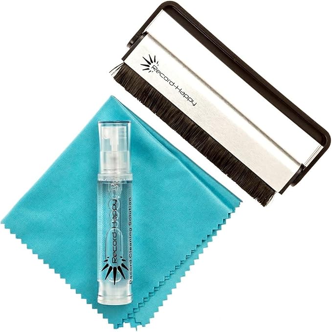 Vinyl Record Cleaner Solution Kit – Premium LP Cleaning Fluid and Carbon Fiber Brush 6.7oz Spray and Microfiber Anti Static Cloth for your Prized Album Collection