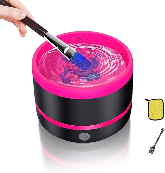 YAGHVEO® Electric Paint Brush Cleaner Tool,Silicone Paint Brush Rinser, Auto-spin Cup Paintbrush Cleaner,USBPainting Brush Cleaning Washer for Acrylic,Watercolor,Oil & Makeup Brushes for Artists