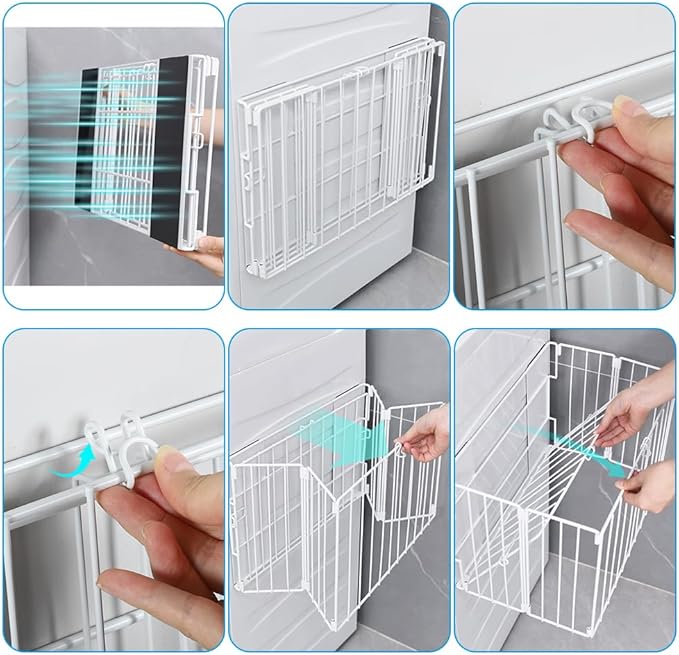 Picowe Extra Large Dryer Ball Organizer Magnetic Storage Bin, Foldable Magnetic Dryer Ball Holder for Laundry Room Organization and Storage to Hold 4-6 Dryer Balls, Without Ball（White,L）