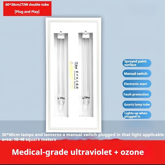 72W UV Light Sanitizer, Ultraviolet Lamp with Remote Control Portable Ultraviolet Light Sanitizer UVC Home Disinfection Device for Home, Room & Kitchen, Ultraviolet Light with 3 Speed Timings