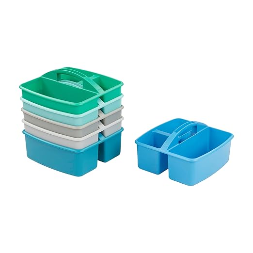 ECR4Kids 3-Compartment Small Plastic Caddy, Multipurpose Organization, Contemporary, 6-Pack