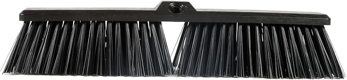 Restaurantware-BROOM HEAD ONLY: Clean Tek Professional 17.13-Inch Push Broom Head, 1 Heavy-Duty Cleaning Tool - Handle Sold Separately, Fine Flagged Bristles, Black Plastic, Outdoor Use