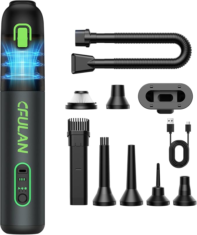 Upgraded Car Vacuum Portable Cordless, 4-in-1 Mini Handheld Vacuum with 21000Pa 3 Suction Modes, Type-C Charge, 2 HEPA Filters, Hand Held Vacuum Cleaner Rechargeable for Small Jobs, Car, Home
