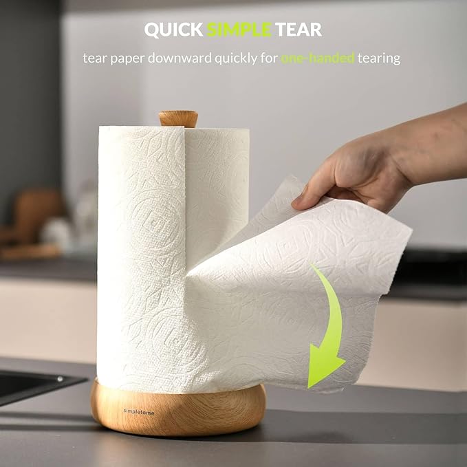 simpletome Heavy Duty Paper Towel Holder Countertop Prevent Kitchen Paper from Unraveling (Wood Grain)