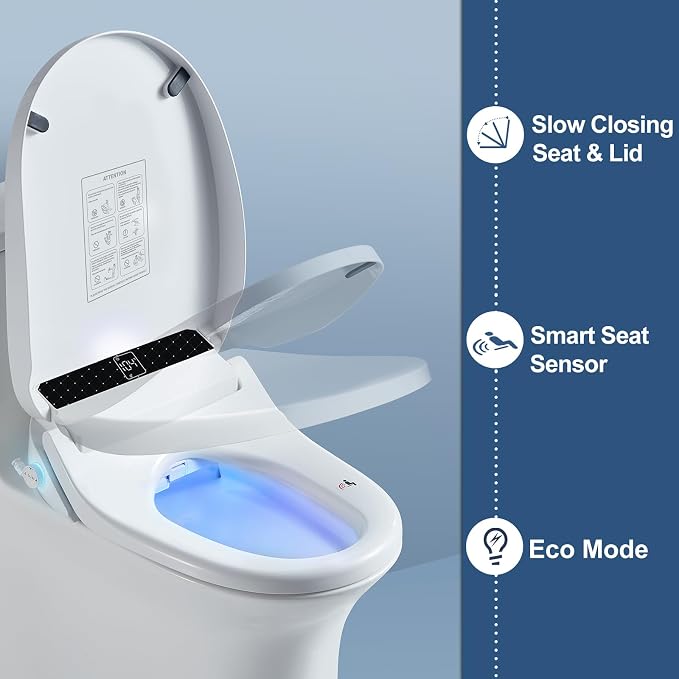 Heated Bidet Toilet Seat with Remote - Electric Bidet Seat(Elongated)