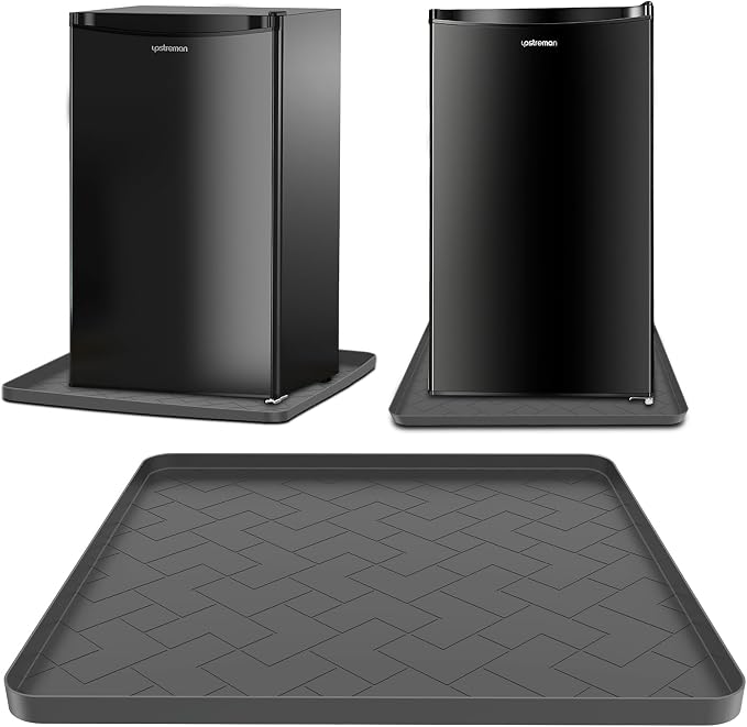 Mini Fridge Silicone Mat,19.7''x19.7''x0.5''-Fridge Drip Tray Concave and convex design is leak-Proof and Non-Slip Perfectly Compatible with Washer, Dryer, Wine Cooler, Dishwasher ect. (Grey1)