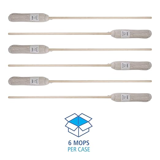 Boardwalk BWK124C Deck Mop; 54" Wooden Handle, 24oz Cotton Fiber Head (Pack of 6)