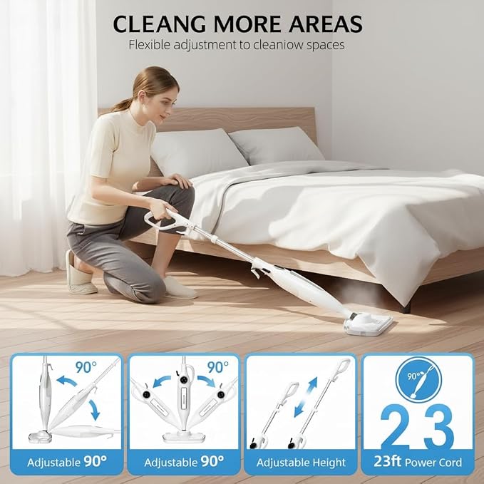 10 in 1 Steam Mop with Power Handheld Steamer, 266℉ Deep Cleaning, Removable Water Tank, 23FT Cord 2 Steam Modes & Multi-Purpose Steamer For Sealed Hard Floor, Laminate, Marble, Stone Floors