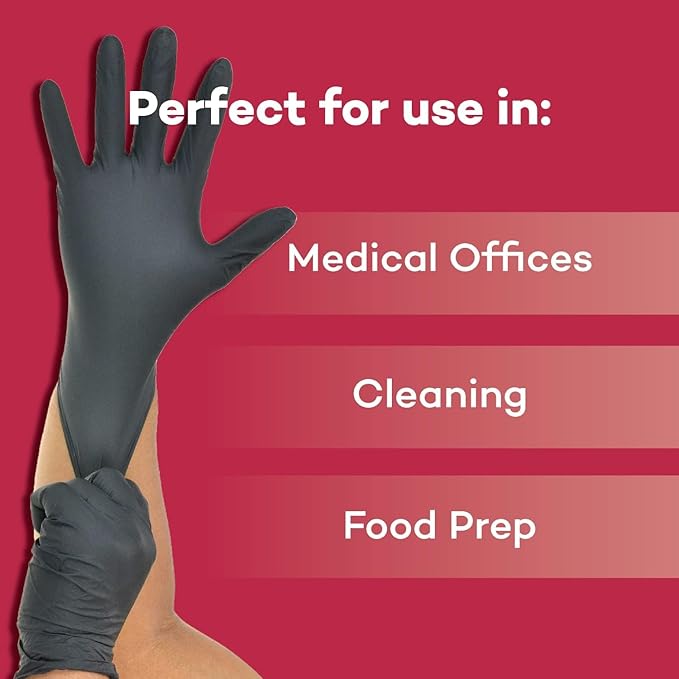 Dealmed Black Nitrile Exam Gloves – Disposable Multi-Purpose Use Medical Gloves Use for First Aid and Medical Facilities