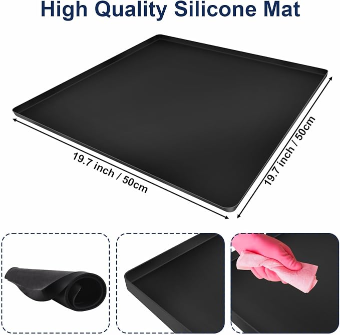 Mini Fridge Silicone Mat 20'' x 20'' Under Refrigerator Mat Mini Fridge Drip Tray Reusable Floor Protection, Non-Slip Mini Refrigerator Carpets for Fridge, Washing Machine, Dishwashers
