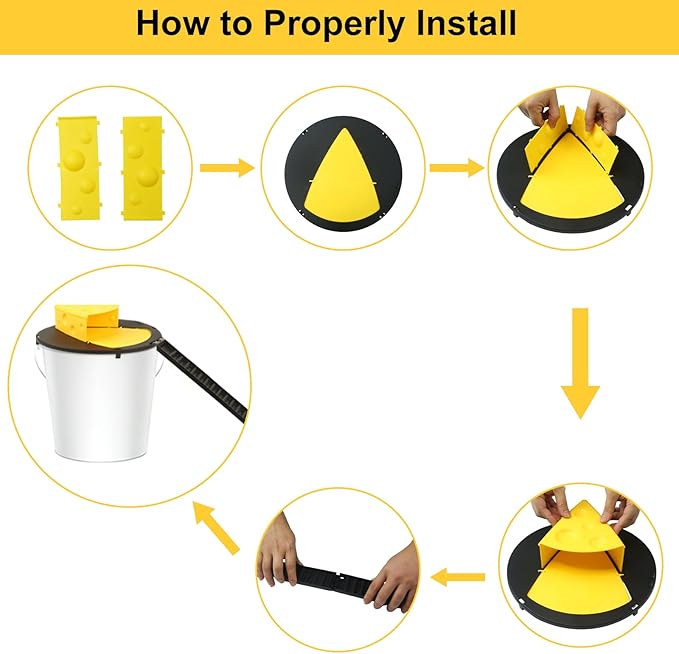4PCS Mouse Trap Bucket, 5 Gallon Bucket Lid Mouse Trap,Reusable, Bite Resistant, Self Resetting Rat Trap Bucket，Humane Mouse Trap for Indoor and Outdoor