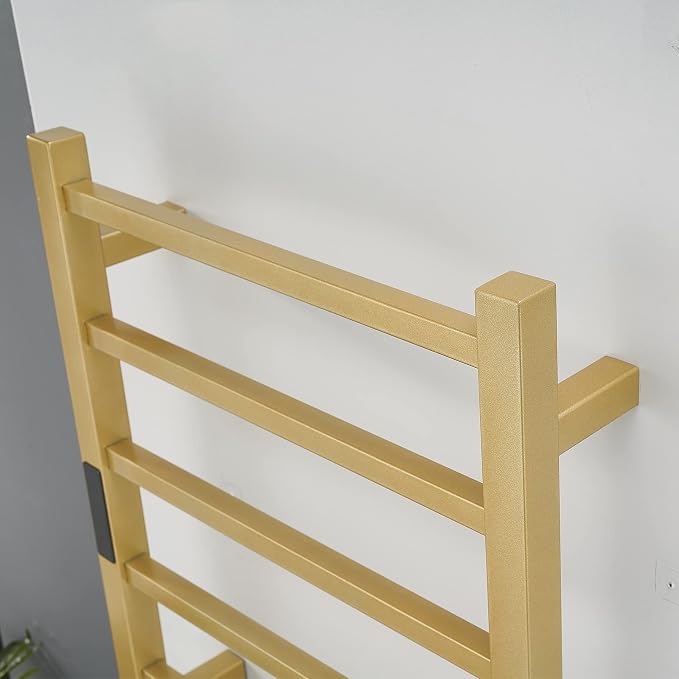 Electric Heated Towel Warmer Rack Gold Bathroom Accessories, With Timer Wall Mounted Rail, 6 Bars Stainless Steel Drying Racks Home Radiator, Hardwired