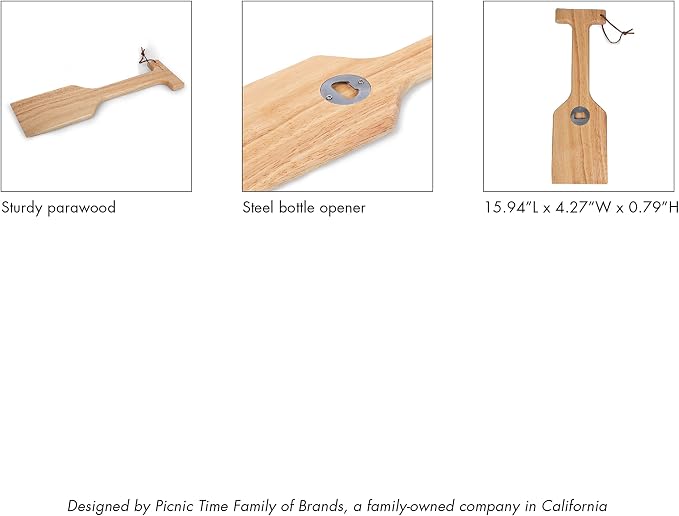 PICNIC TIME NCAA Unisex-Adult NCAA Hardwood BBQ Grill Scraper with Bottle Opener