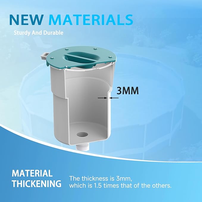 Surface Float Skimmer,No Installation Required, no Adjustable Bracket Required,Comes with 10 Filter Socks, Special Note: The Pool Pump Flow Rate Must not Exceed 2100 GPH (Turquoise)