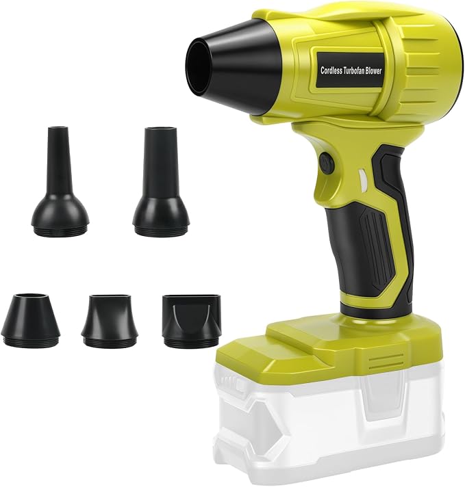 Cordless Leaf Blower for Ryobi 18V ONE+ Battery, 350W Brushless Leaf Blower with 5 Nozzles, Variable Speed, Lightweight Handheld Blower for Leaves Dust Patio (Battery Not Included)
