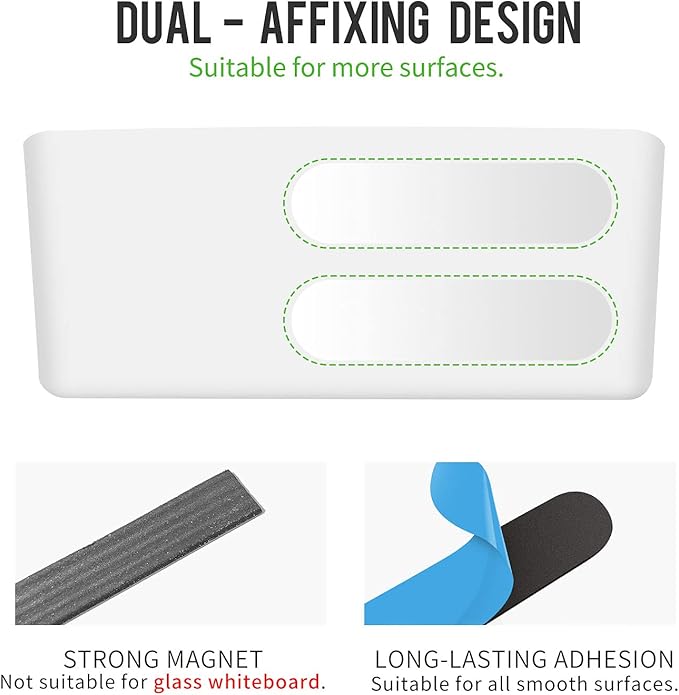 LOUKIN Whiteboard Accessories Bundle | Magnetic Dry Erase Eraser (White) 2 Pack & Non-Toxic Whiteboard Cleaner (3.4 fl oz) 2 Pack & Magnetic and Adhesive Marker Holder (White)