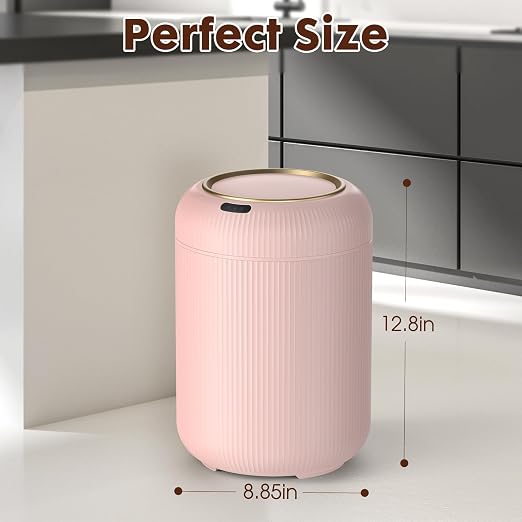 Procade Automatic Motion Sensor Bathroom Trash Can with Lid, 3 Gallon Touchless Trash Bin, Smart Plastic Garbage Can, Mini Pink Wastebasket for Toilet, Office, rv, Bedroom, Living Room