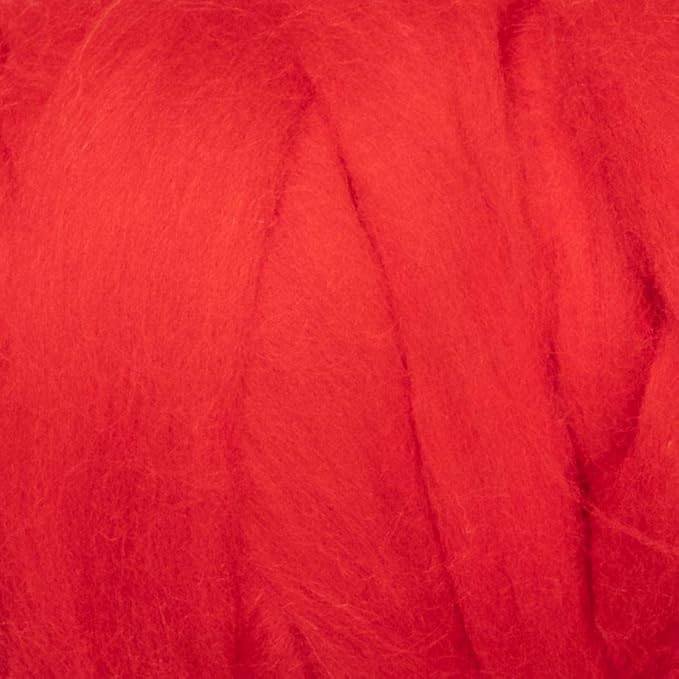 Colored Natural Wool roving, 1 lb. Best Wool for Needle Felting, Wet Felting, handcrafts and Spinning. (Red, 1 lb)