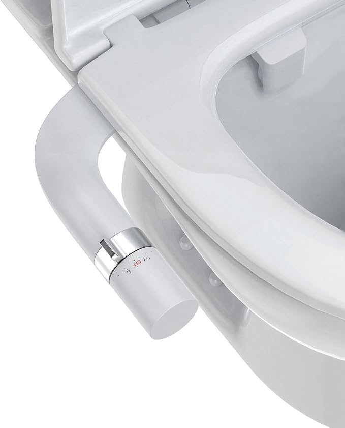 GarveeHome Ultra-Slim Bidet Attachment, Non-Electric Toilet Bidet with Dual Self-Cleaning Nozzles, Adjustable Water Pressure for Frontal and Rear Wash, Easy Installation, Chrome