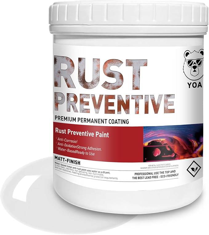 YOA Metal Paint, Water-Based Rust-Proof Paint, 16 fl oz, Metal Primer & Protective Coating, Rust-Proof Coating, Permanent Rust Protection (Matte White)