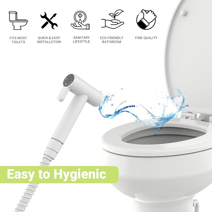 RV Bidet Sprayer for Toilet - Ceramic Cartridge, All Metal Durable, Dual Mode Handheld Bidet with 59" Hose, Shut-Off Valve & RV Fittings, for RVs, Fifth Wheels, Trailers & Campers