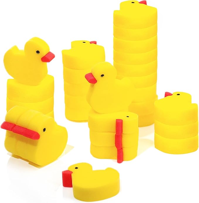 Irenare 30 Pieces Oil Absorbing Sponge Swimming Pool and Spa Scum Absorbing Hot Tub Accessories Hot Tub Cleaning Kit to Collect Scum, Grime and Oil from Hot Tub, Swimming Pool and Spa (Duck)