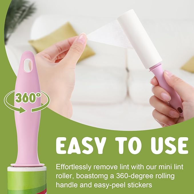 Hushee Mini Lint Roller for Travel Small Lint Removers for Pet Hair and Clothes Travel Size Removers Sticky Removing Tool for Travel, Gift Bags, Furniture, Car Seat (48 Pcs)