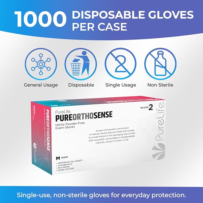 PureLife Medical Gloves Disposable Latex free- Blue Nitrile Gloves