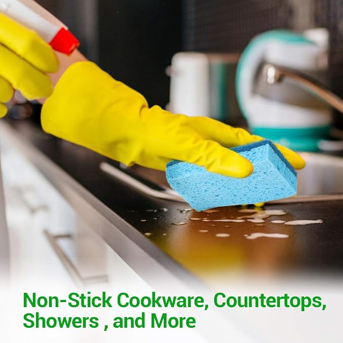 AIDEA-Brite Non-Scratch Scrub Sponge-24Count, Sponges for Dishes, Cleaning Sponge, Cleans Fast Without Scratching, Stands Up to Stuck-on Grime, Cleaning Power for Everyday Jobs